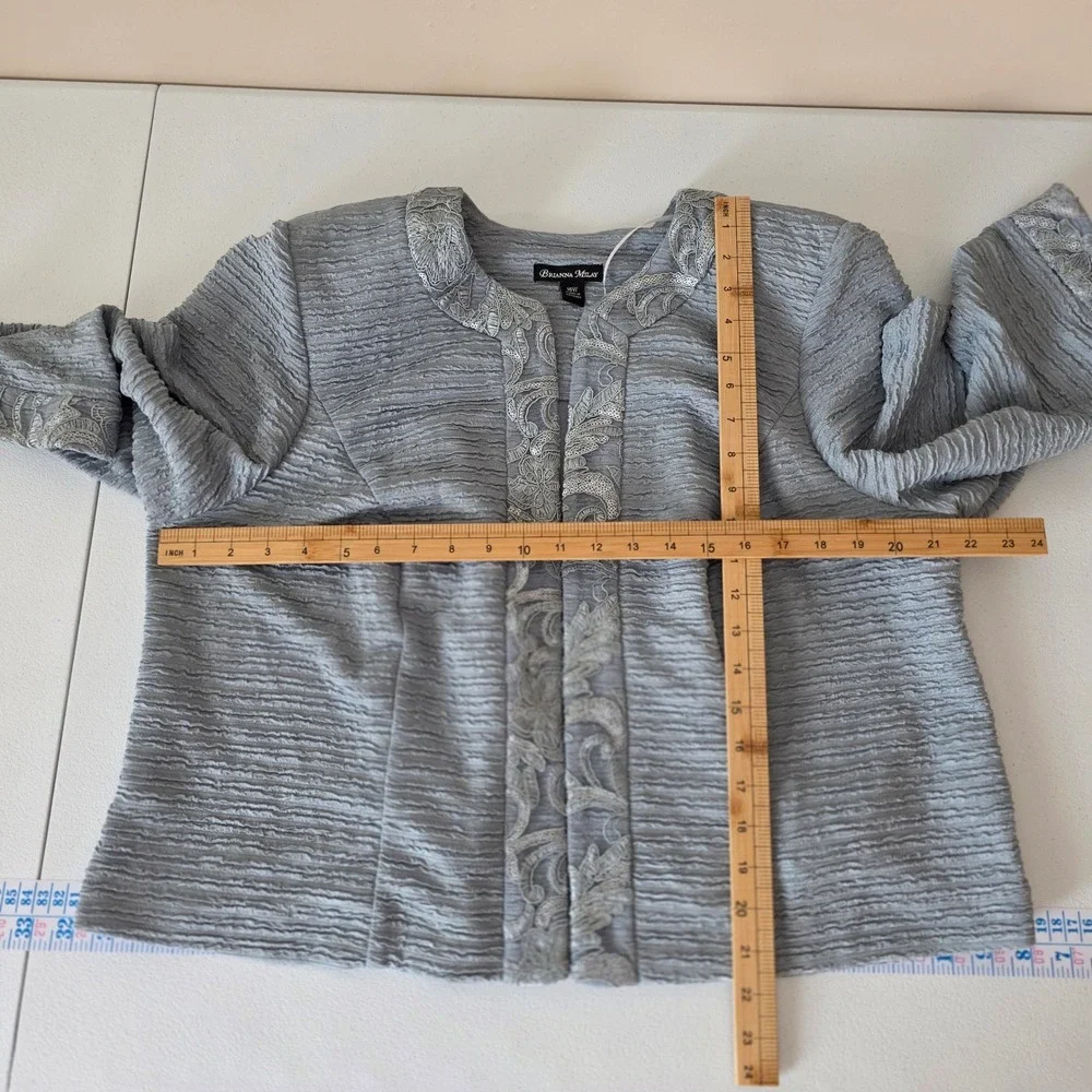 NWT Brianna Milay Jacket‎ Dress Set Womens 16W Artic Blue Embroidered Sequin